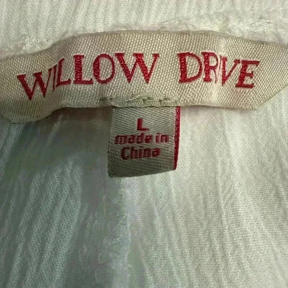 Willow Drive wide leg sheer crinkle elastic waist white pants Women’s size Large - Picture 8 of 8